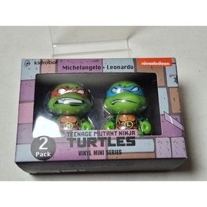 TMNT Teenage Mutant Ninja Turtles MICHELANGELO & LEONARDO 2 Pack KidRobot Figure